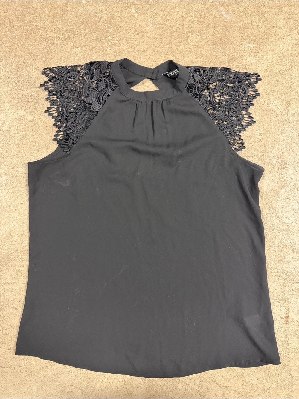 Express Black Lace-Shoulder Blouse